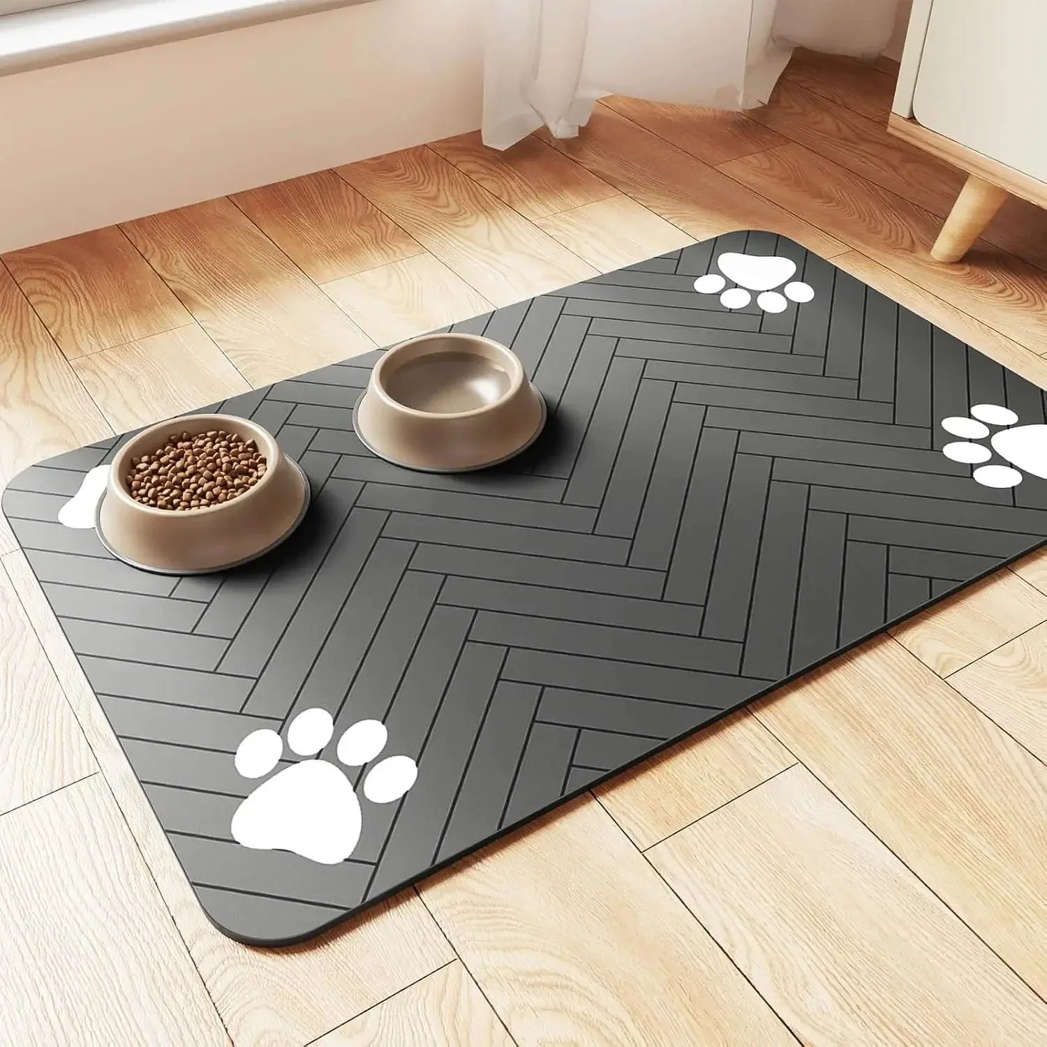 Absorbent Pet Feeding Mat -- Non-Slip Waterproof Placemat