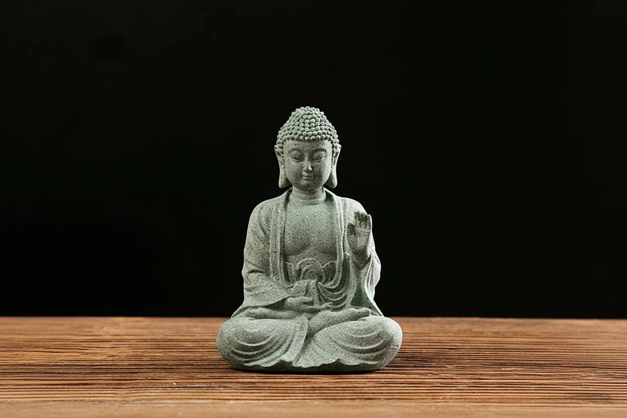 Mini Garden Buddha Stone Statue -- Buddhist Monk Sculpture