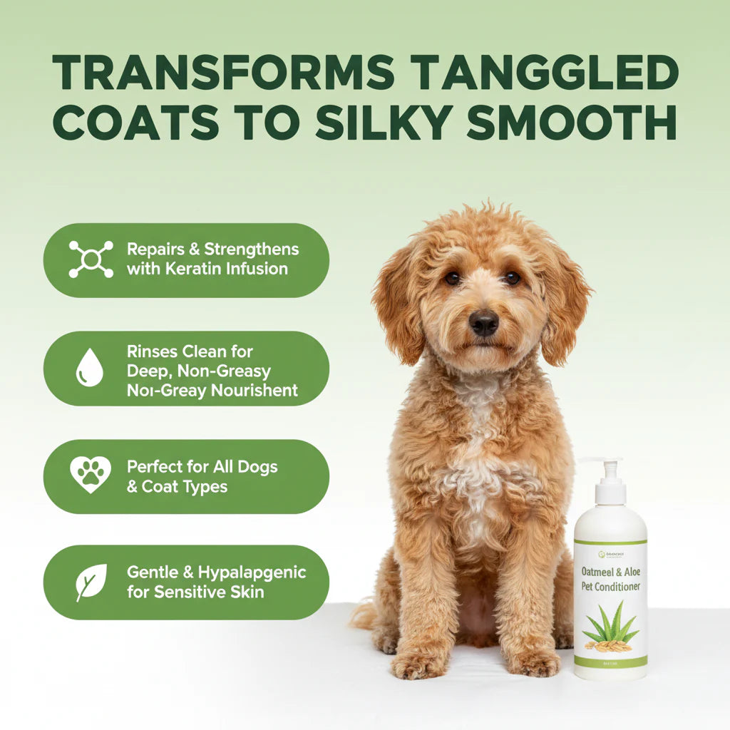 Natural Oatmeal & Aloe Pet Conditioner -- Dogs & Cats | Detangling & Hydrating Formula