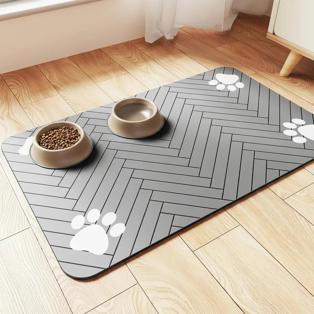 Absorbent Pet Feeding Mat -- Non-Slip Waterproof Placemat